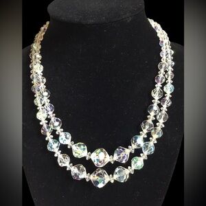 Vintage Sparkling AB Crystal Graduated Necklace